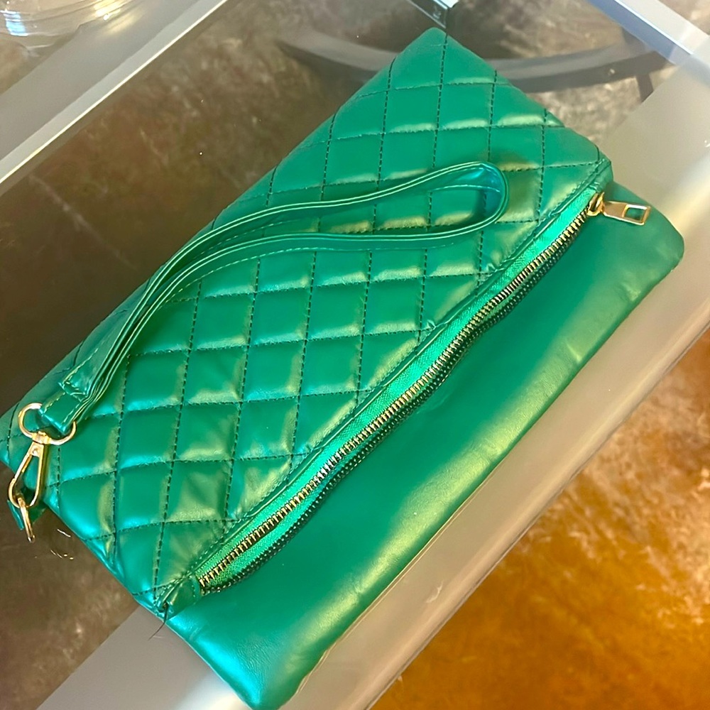 Green Quilted Clutch